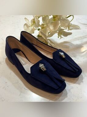 STUART WEITZMAN Slipknot Blue Suede Loafer Dovetail Size 6